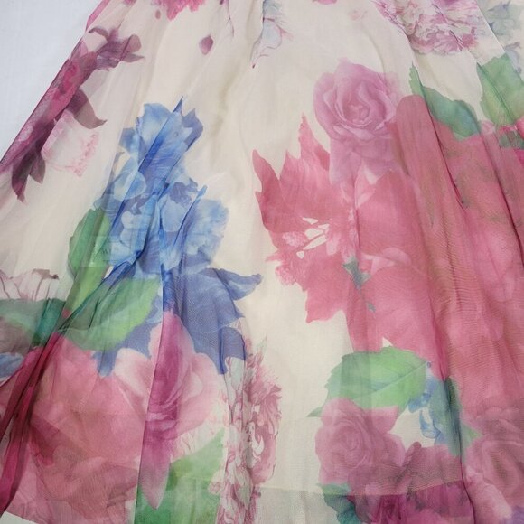 Chicwish Women Floral Print Chiffon Skirt With Elastic Waist & Lining Size Small - Picture 8 of 8